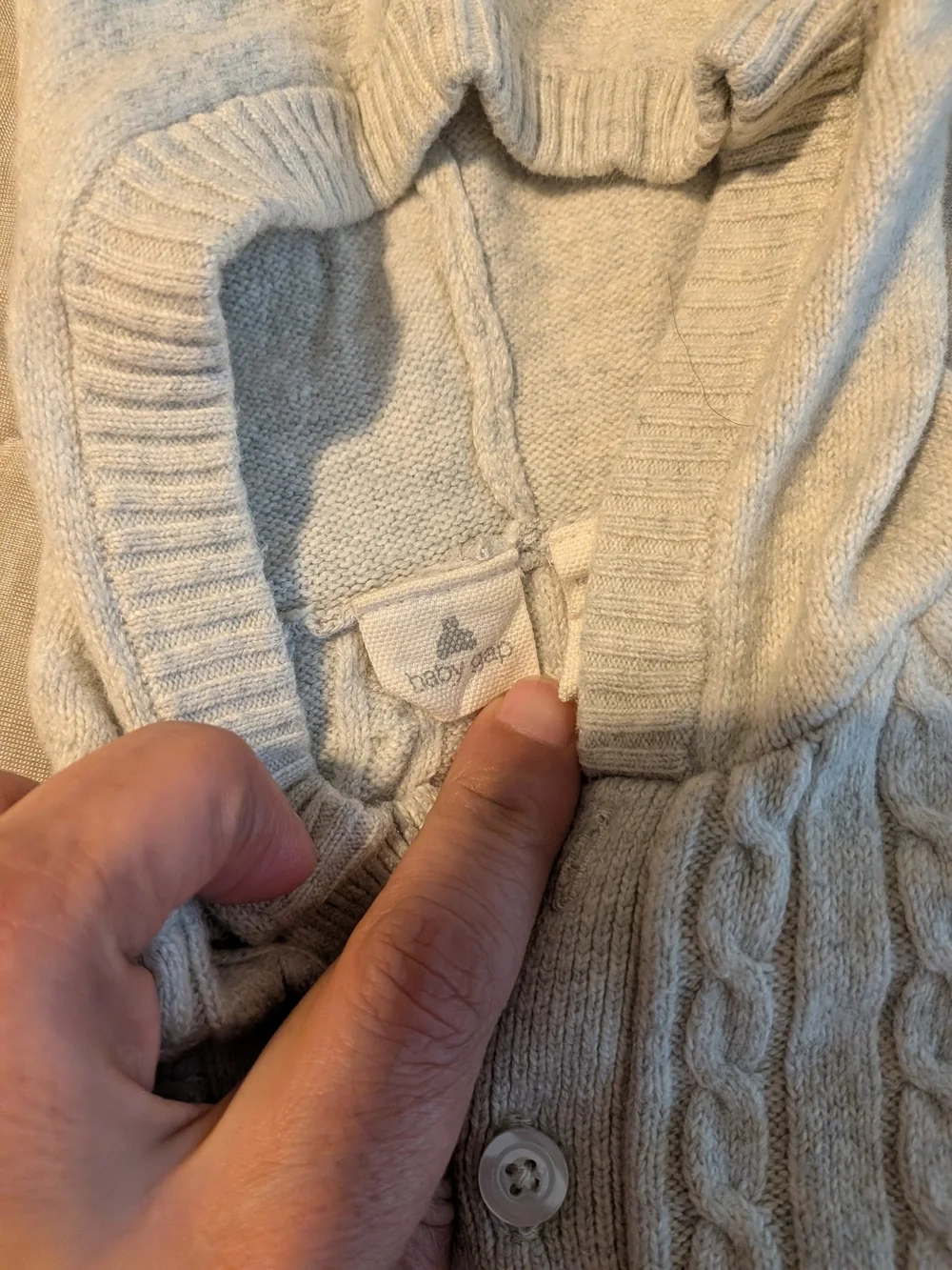 GAP Light Gray Cable-Knit Hood New Born